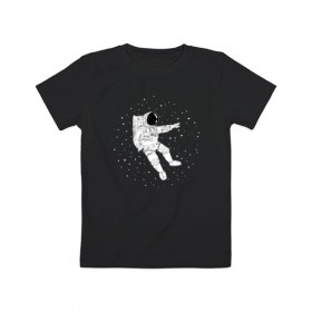 Детская футболка хлопок с принтом Космонавт в Курске, 100% хлопок | круглый вырез горловины, полуприлегающий силуэт, длина до линии бедер | астронавт | звезды | космонавт | космос