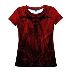 Женская футболка 3D с принтом Red-n-black okto в Курске, 100% полиэфир ( синтетическое хлопкоподобное полотно) | прямой крой, круглый вырез горловины, длина до линии бедер | okto | байкер | всевидящее око | геометрия | красный | мото | огонь | узор | чёрный