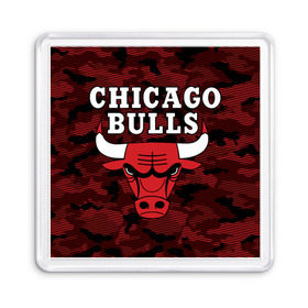 Магнит 55*55 с принтом Chicago Bulls в Курске, Пластик | Размер: 65*65 мм; Размер печати: 55*55 мм | Тематика изображения на принте: 