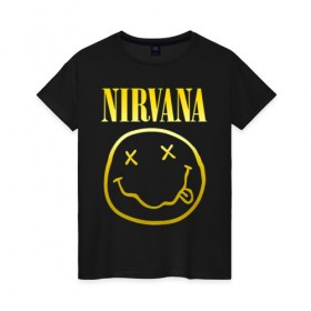 Женская футболка хлопок с принтом NIRVANA (НА СПИНЕ) в Курске, 100% хлопок | прямой крой, круглый вырез горловины, длина до линии бедер, слегка спущенное плечо | nirvana | альтернативный рок | гранж | группа | курт кобейн | логотип нирвана | музыка | нирвана | песни | рок