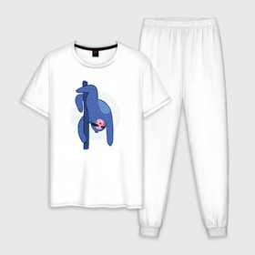 Мужская пижама хлопок с принтом Ленивец в Курске, 100% хлопок | брюки и футболка прямого кроя, без карманов, на брюках мягкая резинка на поясе и по низу штанин
 | sloth | ленивец | ленивцы | лень