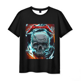 Мужская футболка 3D с принтом Metallica в Курске, 100% полиэфир | прямой крой, круглый вырез горловины, длина до линии бедер | metallica | rock | арт | гитара | кости | металл | металлика | музыка | рок | череп