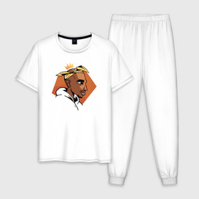Мужская пижама хлопок с принтом 2pac в Курске, 100% хлопок | брюки и футболка прямого кроя, без карманов, на брюках мягкая резинка на поясе и по низу штанин
 | 2pac | tupac | реп | тупак | хип хоп | шакур