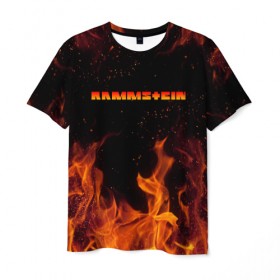 Мужская футболка 3D с принтом RAMMSTEIN (НА СПИНЕ) в Курске, 100% полиэфир | прямой крой, круглый вырез горловины, длина до линии бедер | Тематика изображения на принте: fire | flame | music | rammstein | rock | группа | музыка | музыканты | огонь | пламя | рамштайн | рок
