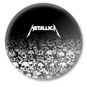 Значок с принтом METALLICA (НА СПИНЕ) в Курске,  металл | круглая форма, металлическая застежка в виде булавки | matters metallica | music | nothing else | rock | trash metal | группа | музыка | музыканты | рок | трэш металл
