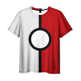 Мужская футболка 3D с принтом Pokeball (Pokemon) в Курске, 100% полиэфир | прямой крой, круглый вырез горловины, длина до линии бедер | anime | pokeball | pokemon | аниме. | белый | красный | покебол | покемон | чёрный