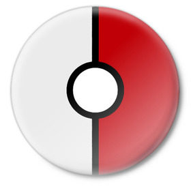 Значок с принтом Pokeball (Pokemon) в Курске,  металл | круглая форма, металлическая застежка в виде булавки | anime | pokeball | pokemon | аниме. | белый | красный | покебол | покемон | чёрный