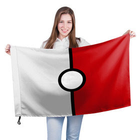 Флаг 3D с принтом Pokeball (Pokemon) в Курске, 100% полиэстер | плотность ткани — 95 г/м2, размер — 67 х 109 см. Принт наносится с одной стороны | anime | pokeball | pokemon | аниме. | белый | красный | покебол | покемон | чёрный