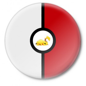 Значок с принтом Pokeball (pikachu sleep) в Курске,  металл | круглая форма, металлическая застежка в виде булавки | anime | pikachu | pokeball | pokemon | sleep | аниме. | пикачу | покебол | покемон | спит. белый. красный. чёрный
