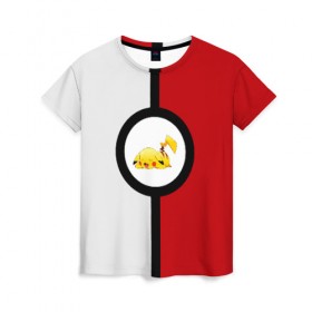 Женская футболка 3D с принтом Pokeball (pikachu sleep) в Курске, 100% полиэфир ( синтетическое хлопкоподобное полотно) | прямой крой, круглый вырез горловины, длина до линии бедер | anime | pikachu | pokeball | pokemon | sleep | аниме. | пикачу | покебол | покемон | спит. белый. красный. чёрный