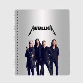 Тетрадь с принтом Metallica в Курске, 100% бумага | 48 листов, плотность листов — 60 г/м2, плотность картонной обложки — 250 г/м2. Листы скреплены сбоку удобной пружинной спиралью. Уголки страниц и обложки скругленные. Цвет линий — светло-серый
 | hard rock | heavy metal | metal | metallica | rock | trash metal | группа | металика | металлика | рок | трэш | хардрок