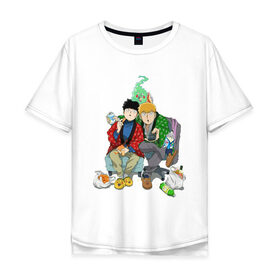 Мужская футболка хлопок Oversize с принтом Моб Психо 100 в Курске, 100% хлопок | свободный крой, круглый ворот, “спинка” длиннее передней части | mob psycho | mob psycho 100