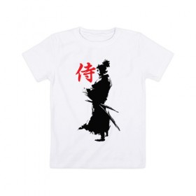 Детская футболка хлопок с принтом Самурай в Курске, 100% хлопок | круглый вырез горловины, полуприлегающий силуэт, длина до линии бедер | воин | восточные | дух | единоборства | иероглиф | катана | о.м.с.к. | самурай | самурайский | сегун | япония
