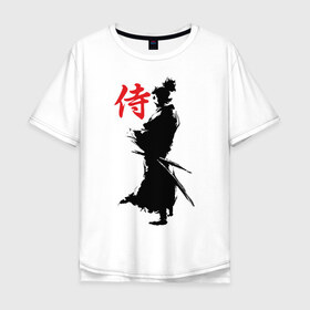 Мужская футболка хлопок Oversize с принтом Самурай в Курске, 100% хлопок | свободный крой, круглый ворот, “спинка” длиннее передней части | воин | восточные | дух | единоборства | иероглиф | катана | о.м.с.к. | самурай | самурайский | сегун | япония