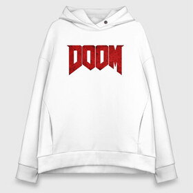 Женское худи Oversize хлопок с принтом DOOM в Курске, френч-терри — 70% хлопок, 30% полиэстер. Мягкий теплый начес внутри —100% хлопок | боковые карманы, эластичные манжеты и нижняя кромка, капюшон на магнитной кнопке | Тематика изображения на принте: bethesda | dead | death | doom | doom eternal | game | games | metal | monster | ps4 | space | steam | xbox | дум | игра | космос | метал | меч | экшн