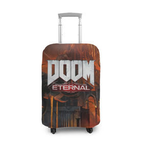 Чехол для чемодана 3D с принтом DOOM Eternal в Курске, 86% полиэфир, 14% спандекс | двустороннее нанесение принта, прорези для ручек и колес | bethesda | dead | death | doom | doom eternal | game | games | metal | monster | ps4 | space | steam | xbox | дум | игра | космос | метал | меч | экшн