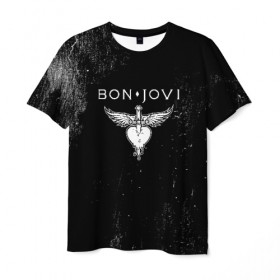 Мужская футболка 3D с принтом Bon Jovi в Курске, 100% полиэфир | прямой крой, круглый вырез горловины, длина до линии бедер | bon jovi | john | альбом | арена | бон | бон джови | глэм | группа | джови | джон | метал | музыка | надпись | песни | поп | попрок | рок | рокер | смайл | солист | софт | стена | хард | хеви | хевиметал