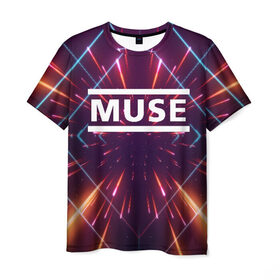 Мужская футболка 3D с принтом MUSE в Курске, 100% полиэфир | прямой крой, круглый вырез горловины, длина до линии бедер | muse | music | rock | группа | музыка | рок | рок группа