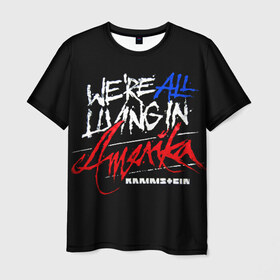 Мужская футболка 3D с принтом Rammstein в Курске, 100% полиэфир | прямой крой, круглый вырез горловины, длина до линии бедер | rammstein | till lindemann | usa | америка | берлин | германия | металл | музыка | рамштайн | тилль линдеманн