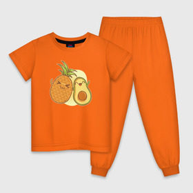 Детская пижама хлопок с принтом Ананас и Авокадо в Курске, 100% хлопок |  брюки и футболка прямого кроя, без карманов, на брюках мягкая резинка на поясе и по низу штанин
 | summer | еда | летние | лето | фрукты