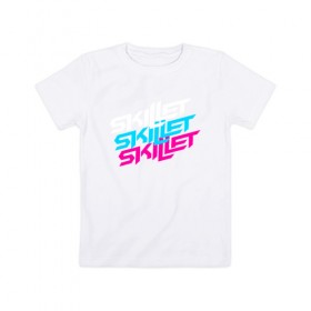Детская футболка хлопок с принтом SKILLET в Курске, 100% хлопок | круглый вырез горловины, полуприлегающий силуэт, длина до линии бедер | music | rock | skillet | группа | музыка | музыканты | рок
