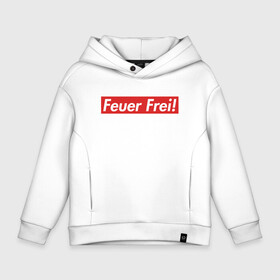 Детское худи Oversize хлопок с принтом Feuer Frei! в Курске, френч-терри — 70% хлопок, 30% полиэстер. Мягкий теплый начес внутри —100% хлопок | боковые карманы, эластичные манжеты и нижняя кромка, капюшон на магнитной кнопке | guitar | hard | heavymetal | metal | music | rammstein | rock | supreme | гитара | картинка | картинки | метал | мода | музыка | рамштайн | рок | суприм | тренд | тренды | треш | трэш | тяжелый | хард