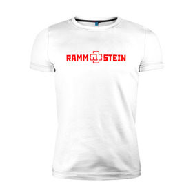 Мужская футболка премиум с принтом RAMMSTEIN (НА СПИНЕ) в Курске, 92% хлопок, 8% лайкра | приталенный силуэт, круглый вырез ворота, длина до линии бедра, короткий рукав | music | rammstein | rock | группа | музыка | музыканты | рамштайн | рок