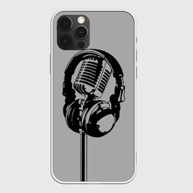 Чехол для iPhone 12 Pro Max с принтом Микрофон в Курске, Силикон |  | black | gray | headphones | microphone | music | music lover | sound | звук | меломан | микрофон | музыка | наушники | серый | черный