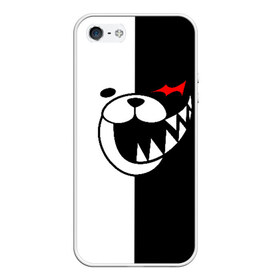 Чехол для iPhone 5/5S матовый с принтом MONOKUMA в Курске, Силикон | Область печати: задняя сторона чехла, без боковых панелей | anime | bear | black  white | danganronpa | kurokuma | monodam | monokuma | monomi | monotaro | pink | rabbit | school | shirokuma | аниме | главарь | мoноми | монокума | черно белый | школа