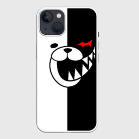 Чехол для iPhone 13 с принтом Monokuma открыл рот в Курске,  |  | anime | bear | black  white | danganronpa | kurokuma | monodam | monokuma | monomi | monotaro | pink | rabbit | school | shirokuma | аниме | главарь | мoноми | монокума | черно белый | школа