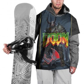 Накидка на куртку 3D с принтом Doom Enternal в Курске, 100% полиэстер |  | 3d | doom enternal | игра | компьютерная | логотип | темный | шутер