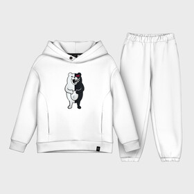 Детский костюм хлопок Oversize с принтом Monokuma с пупком в Курске,  |  | anime | bear | black  white | danganronpa | kurokuma | monodam | monokuma | monomi | monotaro | pink | rabbit | school | shirokuma | аниме | главарь | мoноми | монокума | черно белый | школа