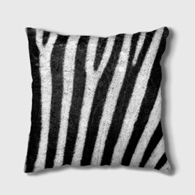 Подушка 3D с принтом Zebra Skin в Курске, наволочка – 100% полиэстер, наполнитель – холлофайбер (легкий наполнитель, не вызывает аллергию). | состоит из подушки и наволочки. Наволочка на молнии, легко снимается для стирки | Тематика изображения на принте: animal | black | black white | pattern. | skin | streaks | texture | white | zebra | белый | животное | животные | зебра | полосы | текстура | узор | чёрно белые | чёрный