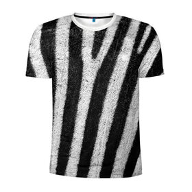 Мужская футболка 3D спортивная с принтом Zebra Skin в Курске, 100% полиэстер с улучшенными характеристиками | приталенный силуэт, круглая горловина, широкие плечи, сужается к линии бедра | Тематика изображения на принте: animal | black | black white | pattern. | skin | streaks | texture | white | zebra | белый | животное | животные | зебра | полосы | текстура | узор | чёрно белые | чёрный