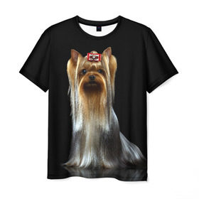 Мужская футболка 3D с принтом Йоркширский терьер в Курске, 100% полиэфир | прямой крой, круглый вырез горловины, длина до линии бедер | animal | barrette | breed | cute | dog | funny | muzzle | small | terrier | yorkshire | животное | забавный | заколка | йоркширский | маленький | милый | порода | смешной | собака | терьер
