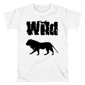 Мужская футболка хлопок с принтом wild lion в Курске, 100% хлопок | прямой крой, круглый вырез горловины, длина до линии бедер, слегка спущенное плечо. | wild lion | дикий лев