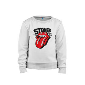 Детский свитшот хлопок с принтом the rolling stones в Курске, 100% хлопок | круглый вырез горловины, эластичные манжеты, пояс и воротник | Тематика изображения на принте: roll stone | rolling stone скачать | rolling stones | rolling stones лучшее | the rolling stones | купить футболку rolling stones | рок | рок н ролл | футболка rolling stones