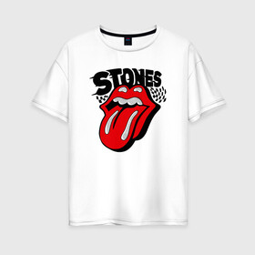 Женская футболка хлопок Oversize с принтом the rolling stones в Курске, 100% хлопок | свободный крой, круглый ворот, спущенный рукав, длина до линии бедер
 | roll stone | rolling stone скачать | rolling stones | rolling stones лучшее | the rolling stones | купить футболку rolling stones | рок | рок н ролл | футболка rolling stones