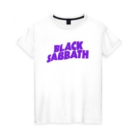 Женская футболка хлопок с принтом black sabbath в Курске, 100% хлопок | прямой крой, круглый вырез горловины, длина до линии бедер, слегка спущенное плечо | Тематика изображения на принте: black sabbath | black sabbath альбомы | black sabbath песня | black sabbaths | black sabbaths paranoid | rock | блэк саббат | блэк саббат слушать | рок