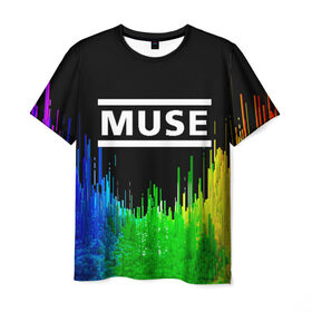 Мужская футболка 3D с принтом MUSE в Курске, 100% полиэфир | прямой крой, круглый вырез горловины, длина до линии бедер | muse | music | rock | группа | музыка | музыканты | рок