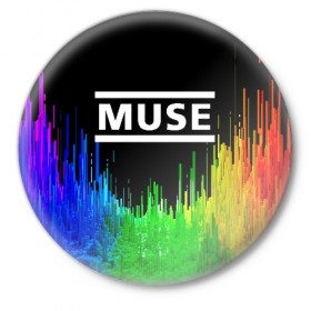Значок с принтом MUSE в Курске,  металл | круглая форма, металлическая застежка в виде булавки | muse | music | rock | группа | музыка | музыканты | рок