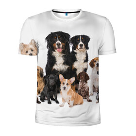 Мужская футболка 3D спортивная с принтом Породистые собаки в Курске, 100% полиэстер с улучшенными характеристиками | приталенный силуэт, круглая горловина, широкие плечи, сужается к линии бедра | animal | bernese | breed | bulldog | corgi | cute | dog | french | funny | jack | labrador | mountain dog | muzzle | paws | pug | puppy | spaniel | бернский | бульдог | джек рассел | животное | забавный | зенненхунд | корги | лабрадор | лапы | милый