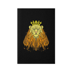 Обложка для паспорта матовая кожа с принтом Лев в Курске, натуральная матовая кожа | размер 19,3 х 13,7 см; прозрачные пластиковые крепления | animal | beast | crown | king | lion | mane | muzzle | orange | view | yellow | взгляд | грива | желтый | животное | зверь | корона | лев | оранжевый | царь