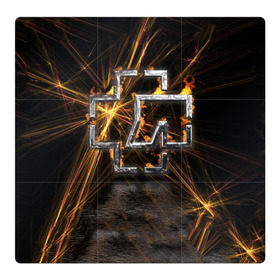 Магнитный плакат 3Х3 с принтом Rammstein в Курске, Полимерный материал с магнитным слоем | 9 деталей размером 9*9 см | Тематика изображения на принте: 3d | rammstein | германия | красный | логотип | рок | черный
