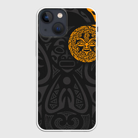 Чехол для iPhone 13 mini с принтом Polynesian tattoo в Курске,  |  | polynesian | tattoo | волна | геометрия | завитушка | маори | маска | орнамент. золото | полинезия | татуировка | татуха | трайбл | узор | черепаха | ящерица. солнце