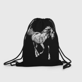Рюкзак-мешок 3D с принтом Конь вороной в Курске, 100% полиэстер | плотность ткани — 200 г/м2, размер — 35 х 45 см; лямки — толстые шнурки, застежка на шнуровке, без карманов и подкладки | 