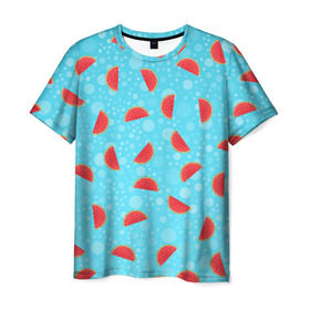 Мужская футболка 3D с принтом Арбузики в Курске, 100% полиэфир | прямой крой, круглый вырез горловины, длина до линии бедер | beach | holiday | ocean | paradise | sea | summer | sun | арбуз | зелень | каникулы | лето | море | океан | отдых | отпуск | пальма | пляж | природа | рай | солнце | фрукт | цветы | ягода