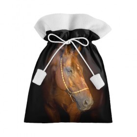 Подарочный 3D мешок с принтом Гнедая лошадь в Курске, 100% полиэстер | Размер: 29*39 см | animal | beautiful | black | brown | eyes | gloss | harness | horse | look | muzzle | взгляд | глаза | гнедой | животное | конь | коричневый | красивый | лоск | лошадь | сбруя | скакун | черный