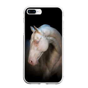 Чехол для iPhone 7Plus/8 Plus матовый с принтом Белая лошадь в Курске, Силикон | Область печати: задняя сторона чехла, без боковых панелей | animal | black | breed | horse | muscle | muzzle | strength | unusual | white | белый | животное | конь | лошадь | мышцы | необычный | порода | сила | скакун