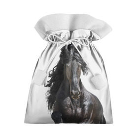 Подарочный 3D мешок с принтом Лошадь в Курске, 100% полиэстер | Размер: 29*39 см | animal | beautiful | black | horse | mane | mustang | muzzle | wild | грива | дикий | животное | конь | красивый | лошадь | мустанг | скакун | черный